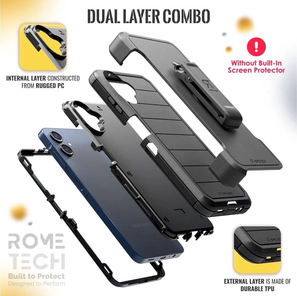 DUAL LAYER COMBO

INTERNAL LAYER CONSTRUCTED FROM RUGGED PC

EXTERNAL LAYER IS MADE OF DURABLE TPU

Without Built-In Screen Protector

ROME TECH
Built to Protect
Designed to Perform