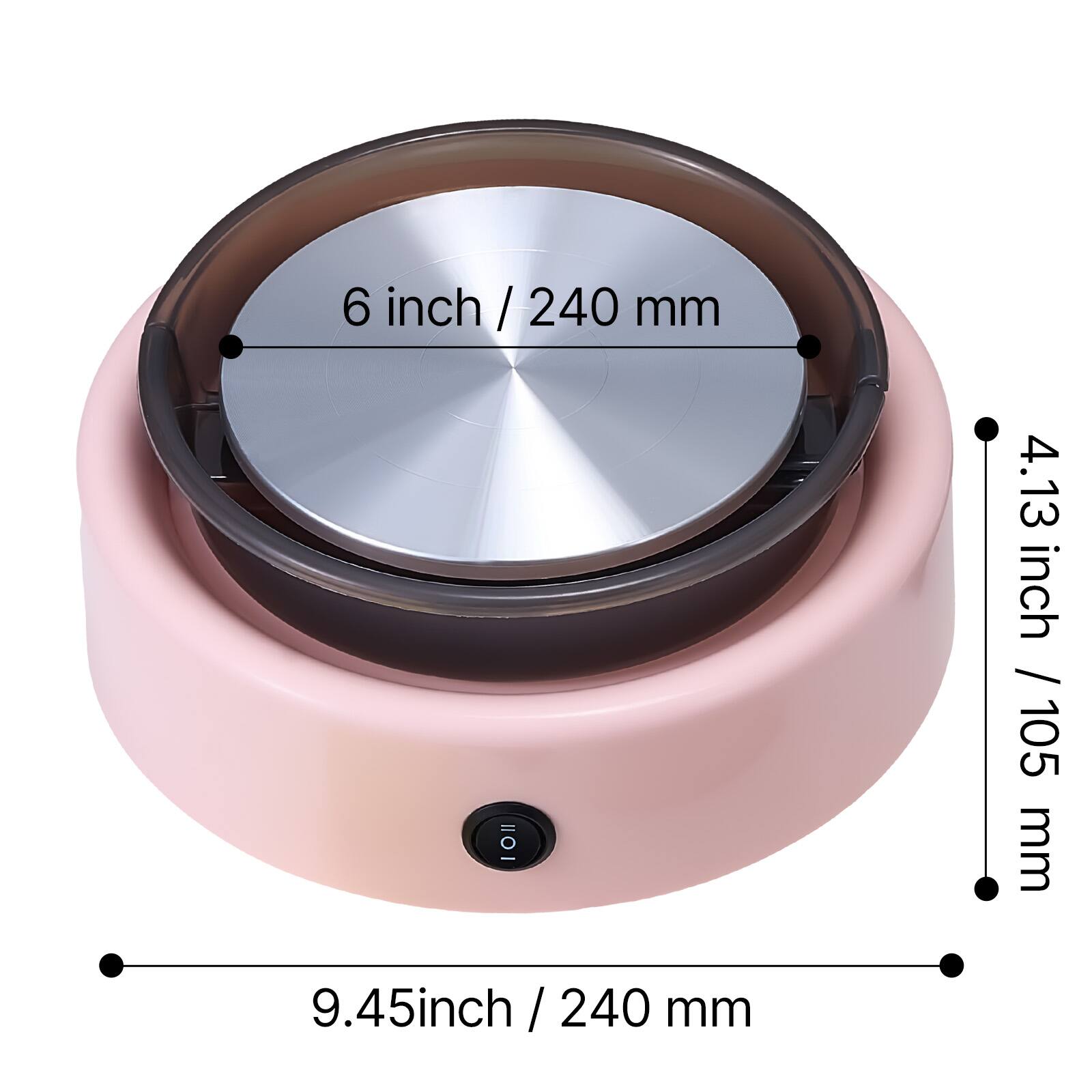 6 inch / 240 mm  
4.13 inch / 105 mm  
9.45 inch / 240 mm