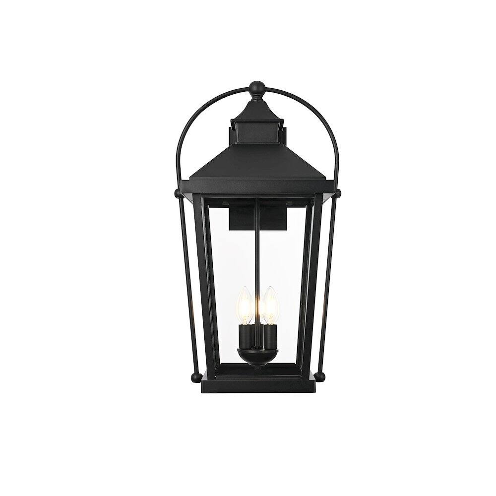 Back. Elegant Lighting - Luz 24 inch Outdoor Wall sconce in Black - Black And Clear.