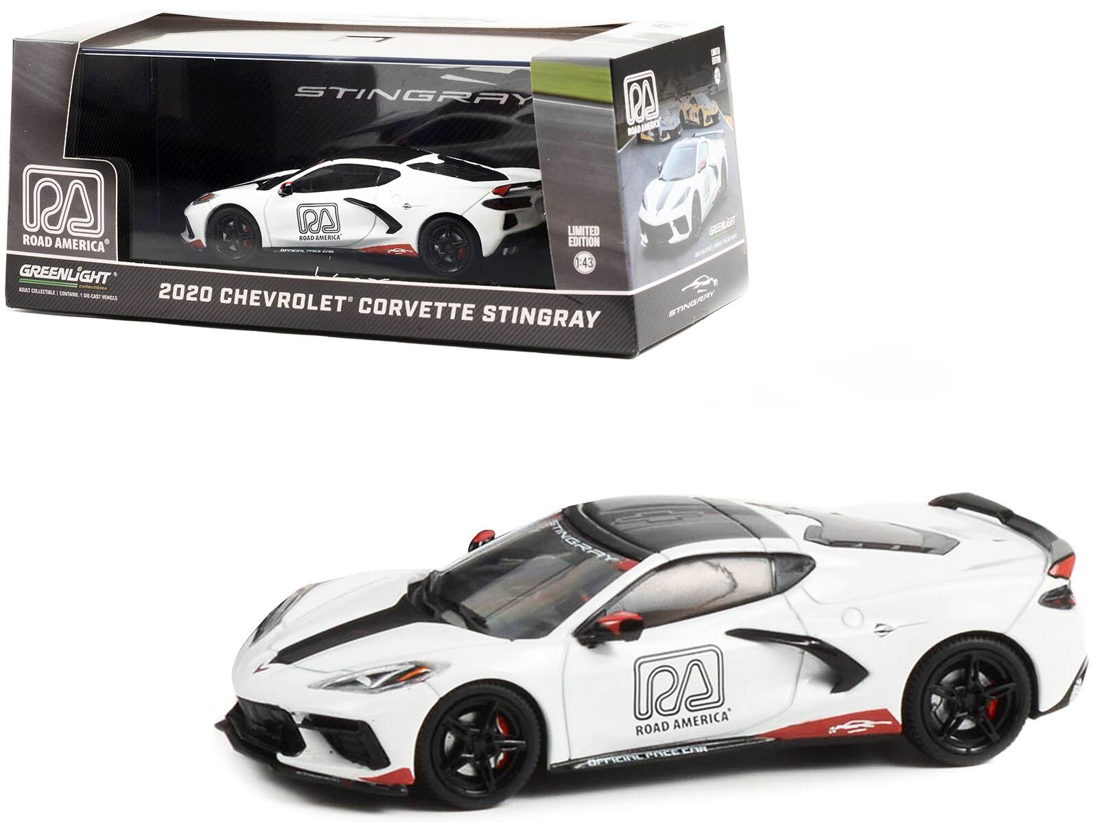 - STINGRAY
- LIMITED EDITION 1:43
- 2020 CHEVROLET CORVETTE STINGRAY
- ROAD AMERICA
- GREENLIGHT
- OFFICIAL PACE CAR