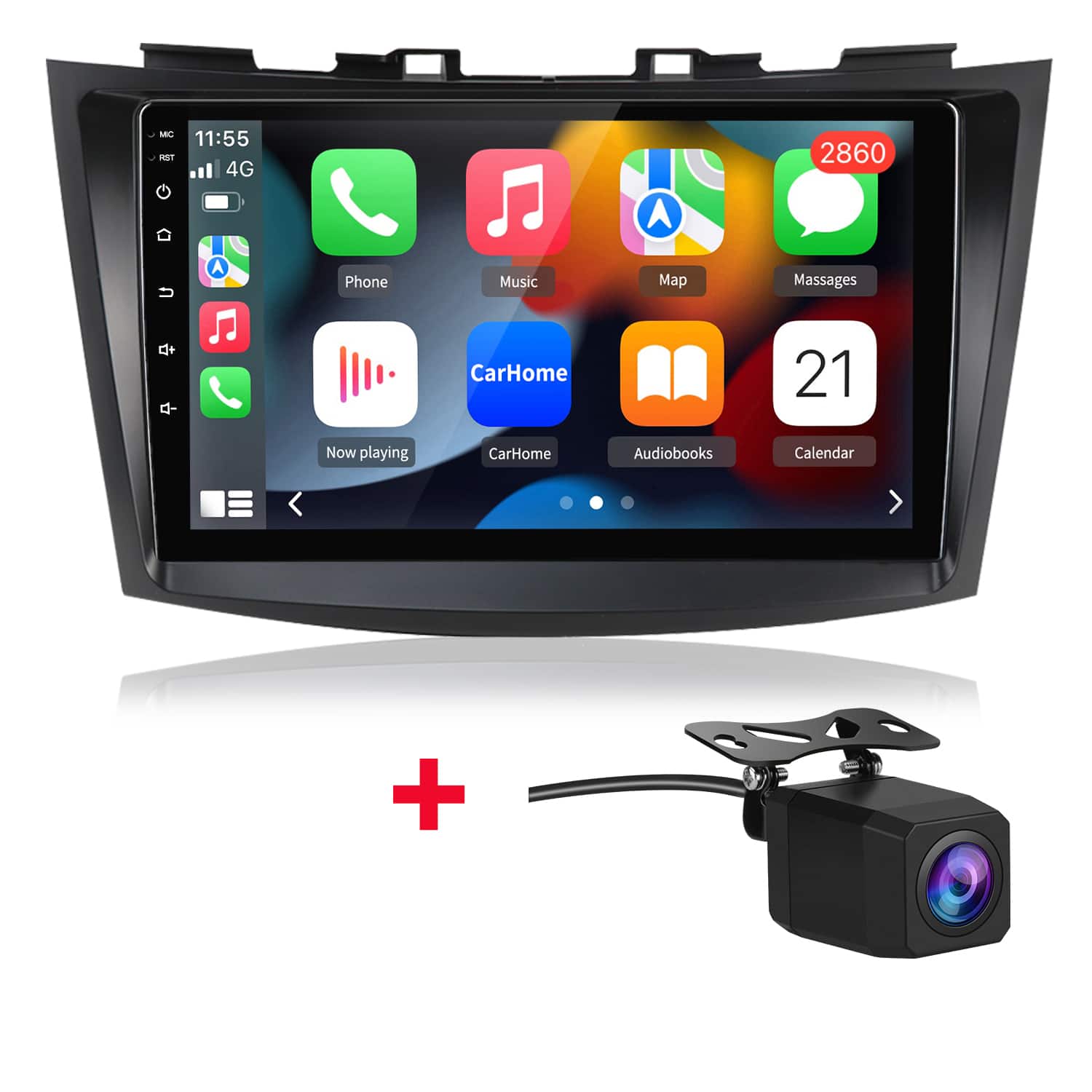 Junsun - Backup Camera Android15 carplay 4+64G 8 Core 9" Car Stereo Radio For Suzuki Swift 2011-2017 GPS Navi RDS WIFI DSP SWC BT - Black