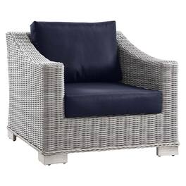 Modway - Conway Outdoor Patio Wicker Rattan Armchair - Light Gray Navy