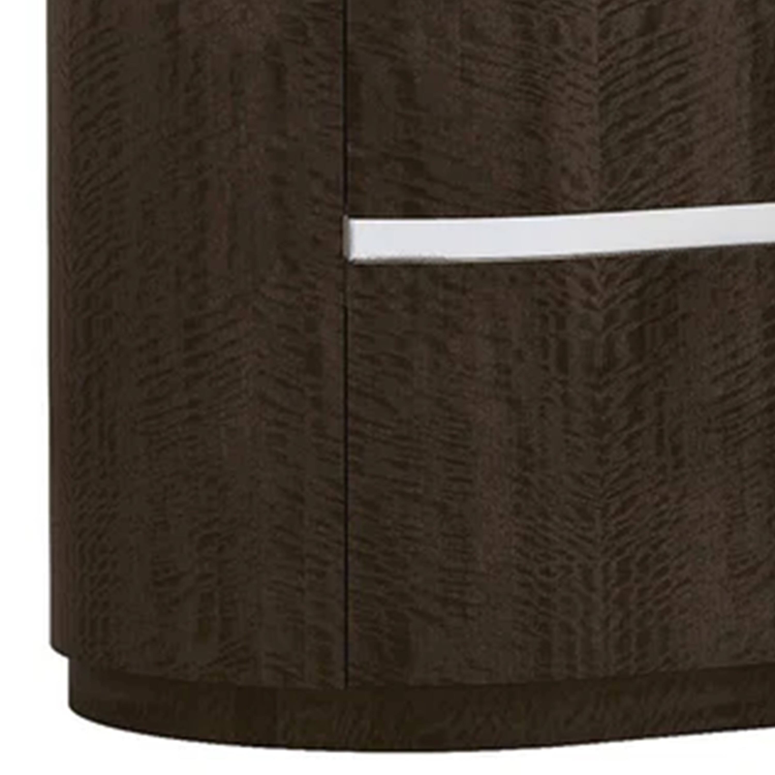 Left. Manhattan Lane - Cary Nightstand with Storage,  Walnut , Steel Handle, 28 Inch - Brown, Chrome.
