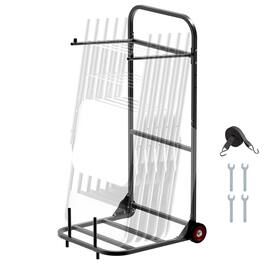 VEVOR - Folding Chair Rack, 100 LBS Capacity, Chair Cart for Hanging 10 Chairs, Multi-Function Metal Chair Storage Dolly - Black