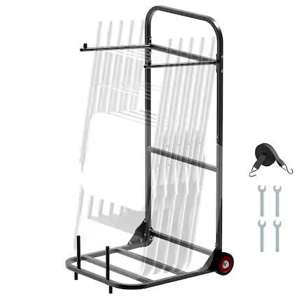 Front. VEVOR - Folding Chair Rack, 100 LBS Capacity, Chair Cart for Hanging 10 Chairs, Multi-Function Metal Chair Storage Dolly - Black.