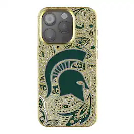 Keyscaper - NCAA - Michigan State Spartans Paisley Bling iPhone Case - 14 - Gold