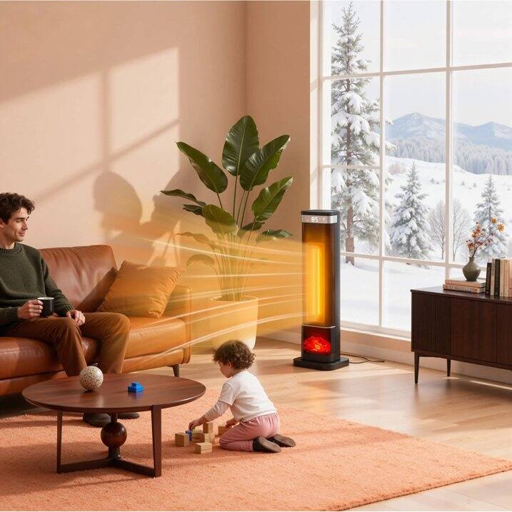 Left. AOITUN - 24" Space Heaters for Indoor Use, Portable Heater with 3 Light Colors, Tip-over Protection Up to 95°F, 60°Oscillation.