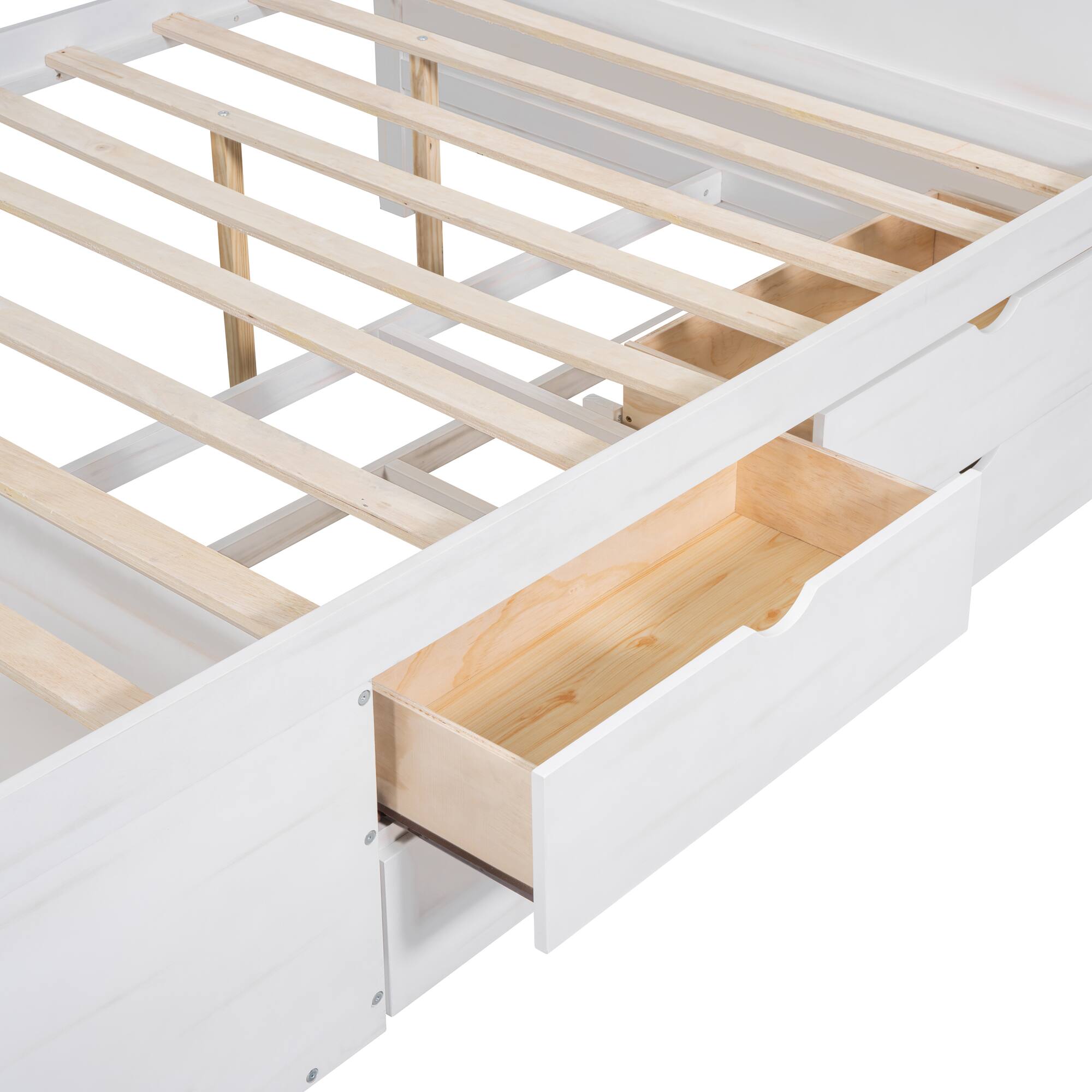 Alt View 6. Tiramisubest - Full Size Daybed with Drawers and Shelves, White - White.