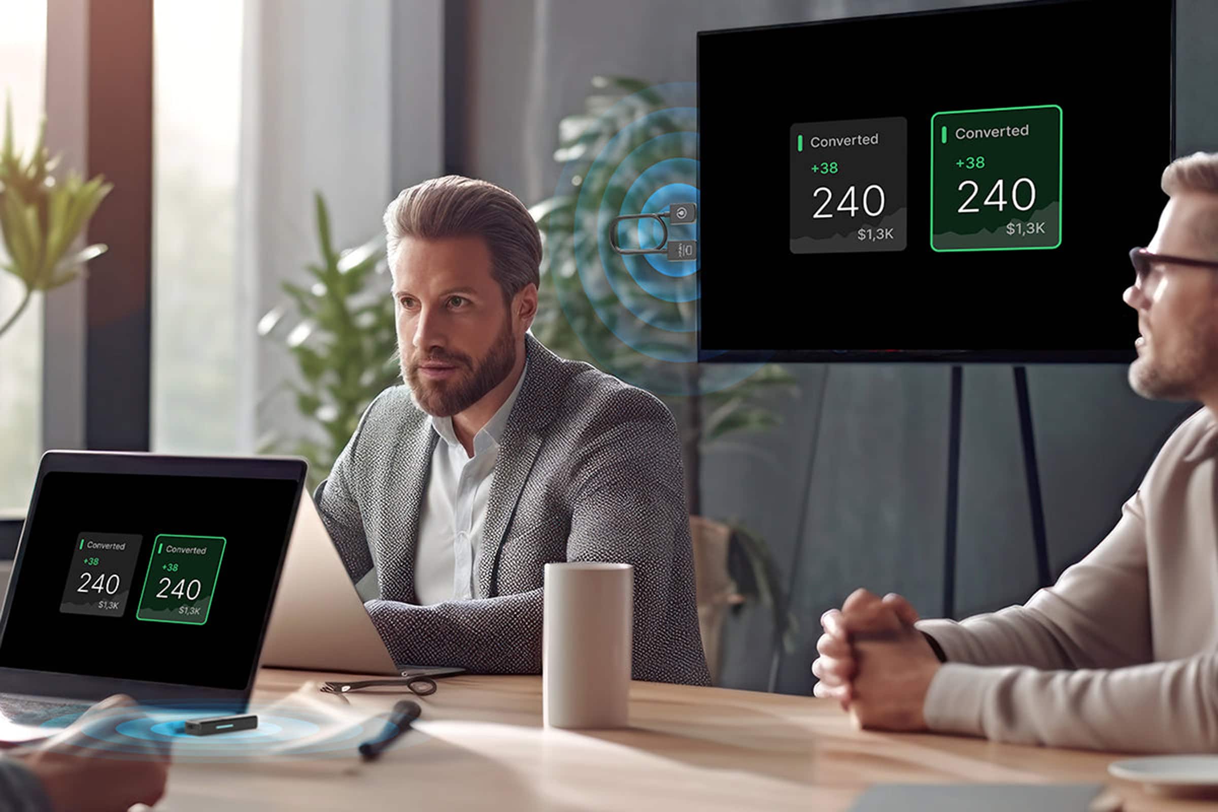 The text on the image reads: "Converted +38 240 $1,3K".