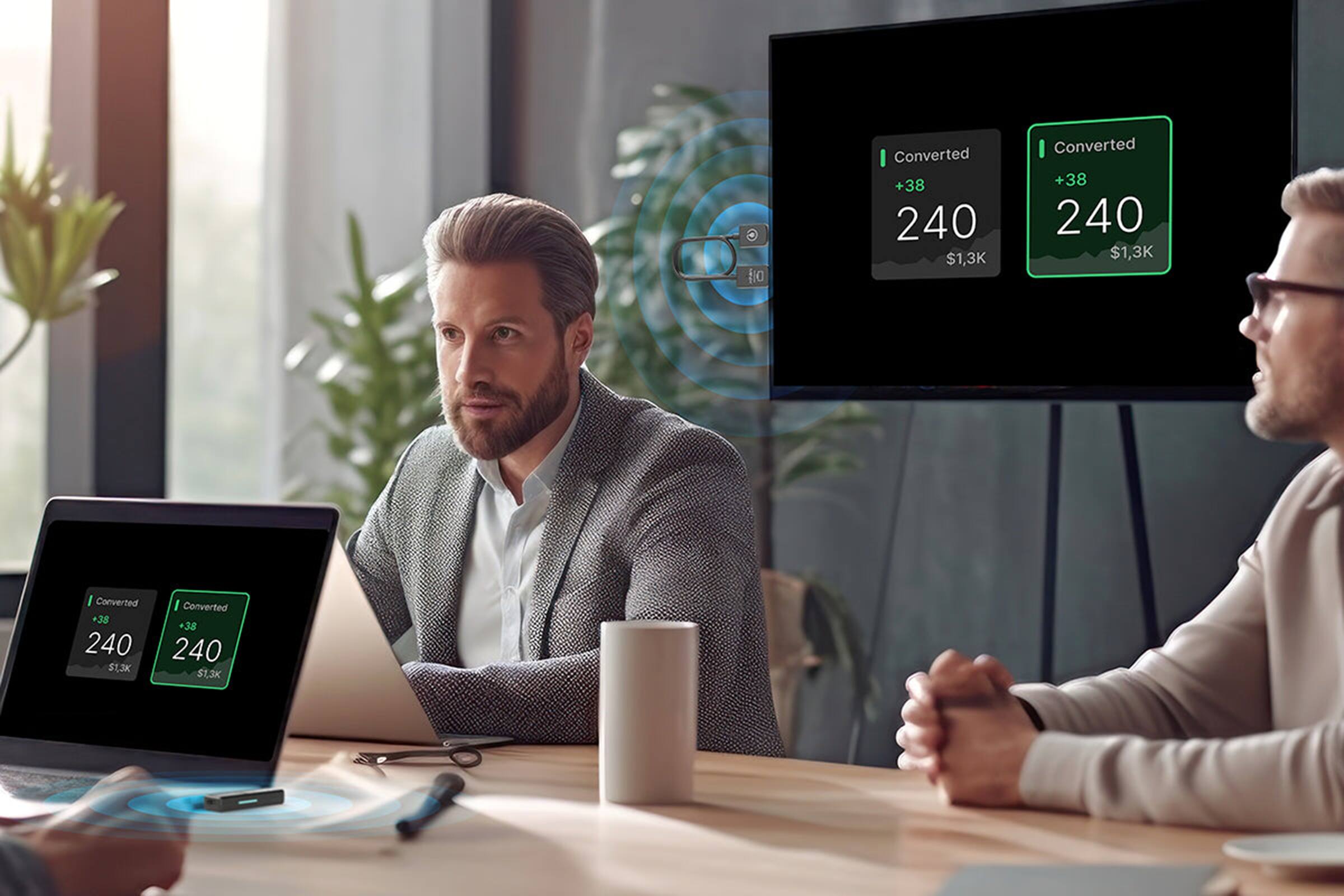 The text on the image reads: "Converted +38 240 $1,3K".