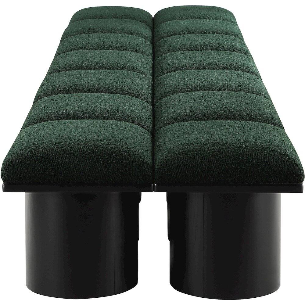 Left. Meridian Furniture - Pavilion Green Boucle Fabric Bench - Green Boucle Fabric.