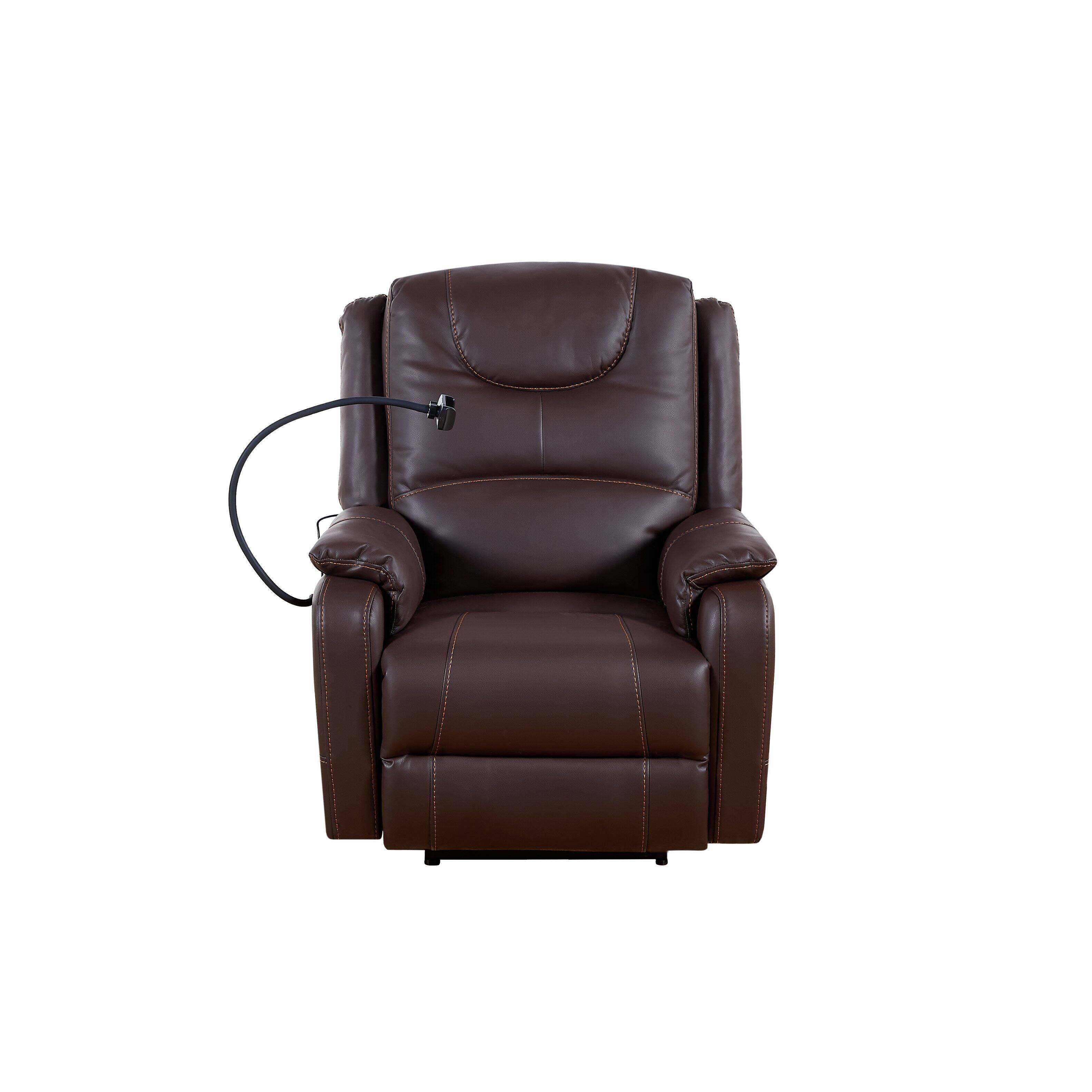 Left. APRILSOUL - Liyasi Zero Gravity Power Recliner Massage Heating Phone Holder Side Pockets Usb Charge Ports - Brown.