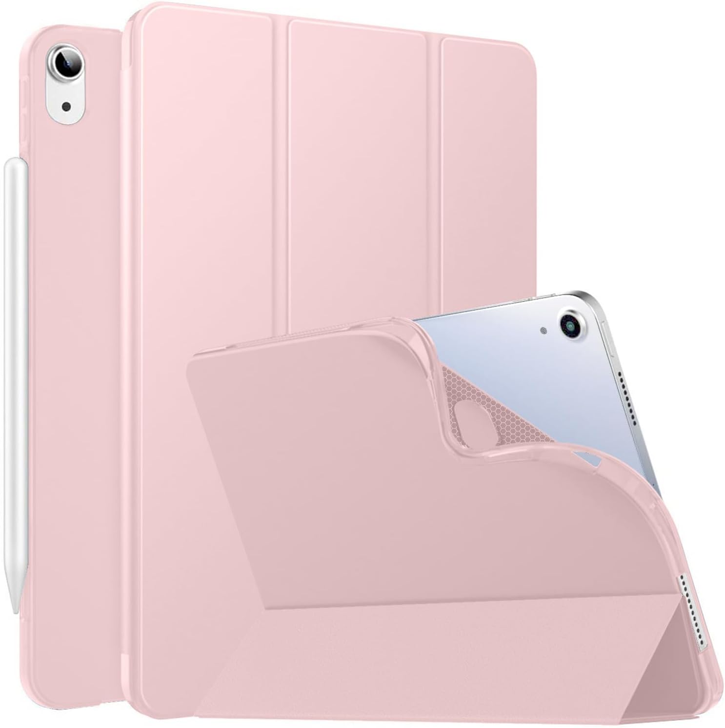 Front. DuraSafe Cases - iPad mini 7/6 8.3" 2024/2021 Shockproof Silicone-Back Smart Case with Tri-Fold Stand A2567 A2568 A2569 A2993 A2995 A2996 - Pink.