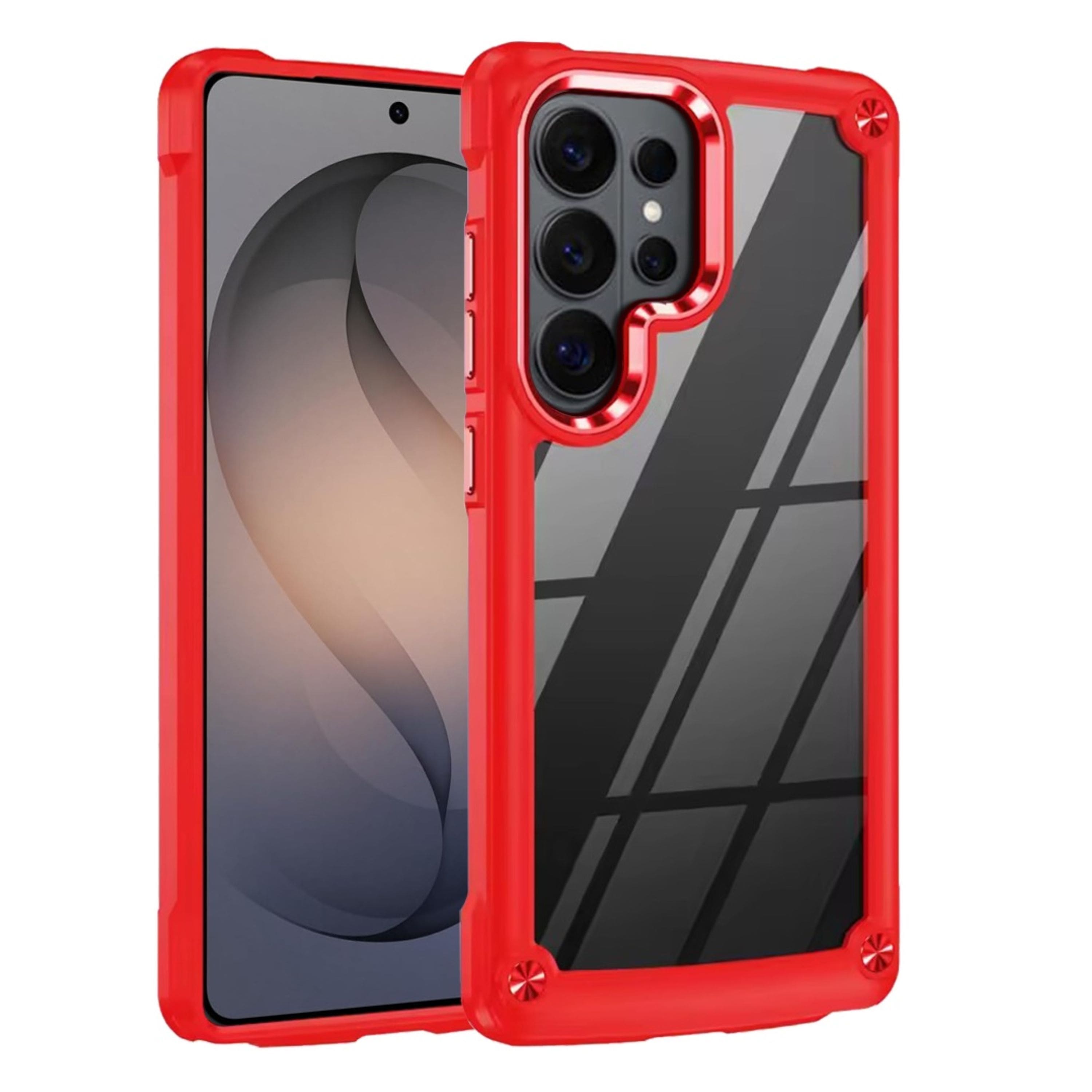 Kitcheniva - Raised Camera Lip Metal Buttons Phone Case With Tempered Glass For Samsung Galaxy S26 Ultra - Red price history on PriceWatchPro