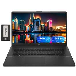 HP - 17.3" FHD Laptop,AMD Ryzen 7 7730U,16GB RAM,1TB SSD+288GB Docking Station Set,AMD Radeon Graphics,Win 11 Home - Black