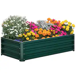 Outsunny - Raised Garden Bed, 4' x 2' x 1' Metal Planter Box, for Growing Vegetables, Flowers, Herbs - Green