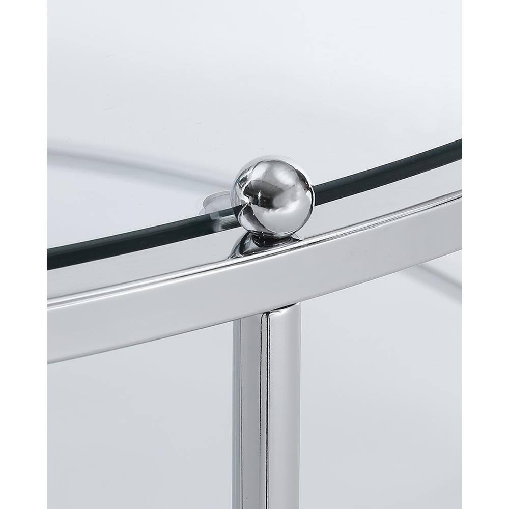 Alt View 4. Convenience Concepts - Royal Crest 2 Tier Round Glass Coffee Table - Clear Glass / Chrome Frame.