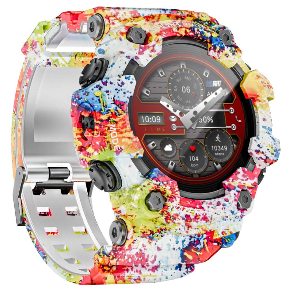 SPORT WATCH MODE 10:09 TIME I'M SU MO TU LO RAT SA 06 A FR HI 50% 10349 steps 104 bpm WATER