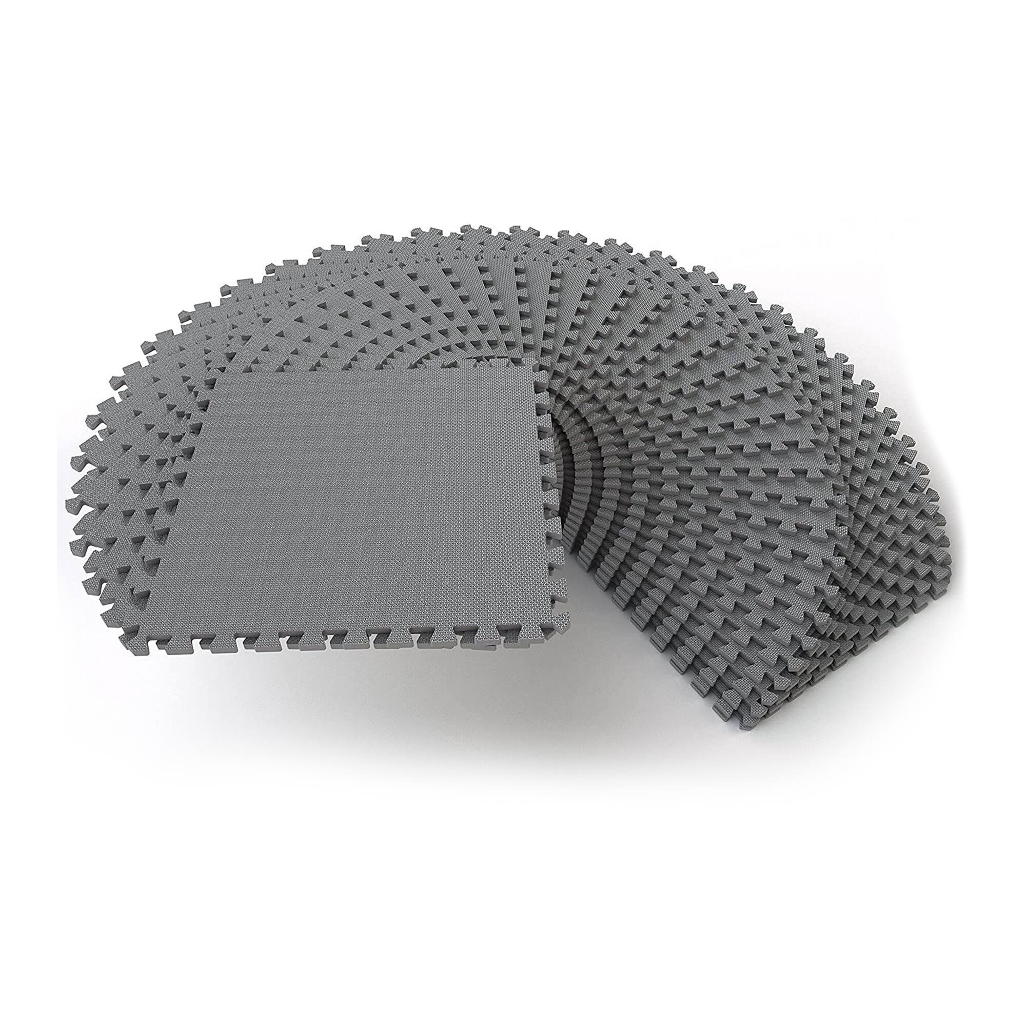 Alt View 4. BalanceFrom Fitness - BalanceFrom Fitness 144 Sq Ft Interlocking EVA Foam Exercise Mat Tiles, Gray - Grey.