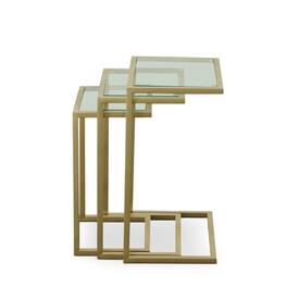 Carolina Chair & Table - Addison Nesting Table Set - Glass Top - Gold Base - Clear, Gold