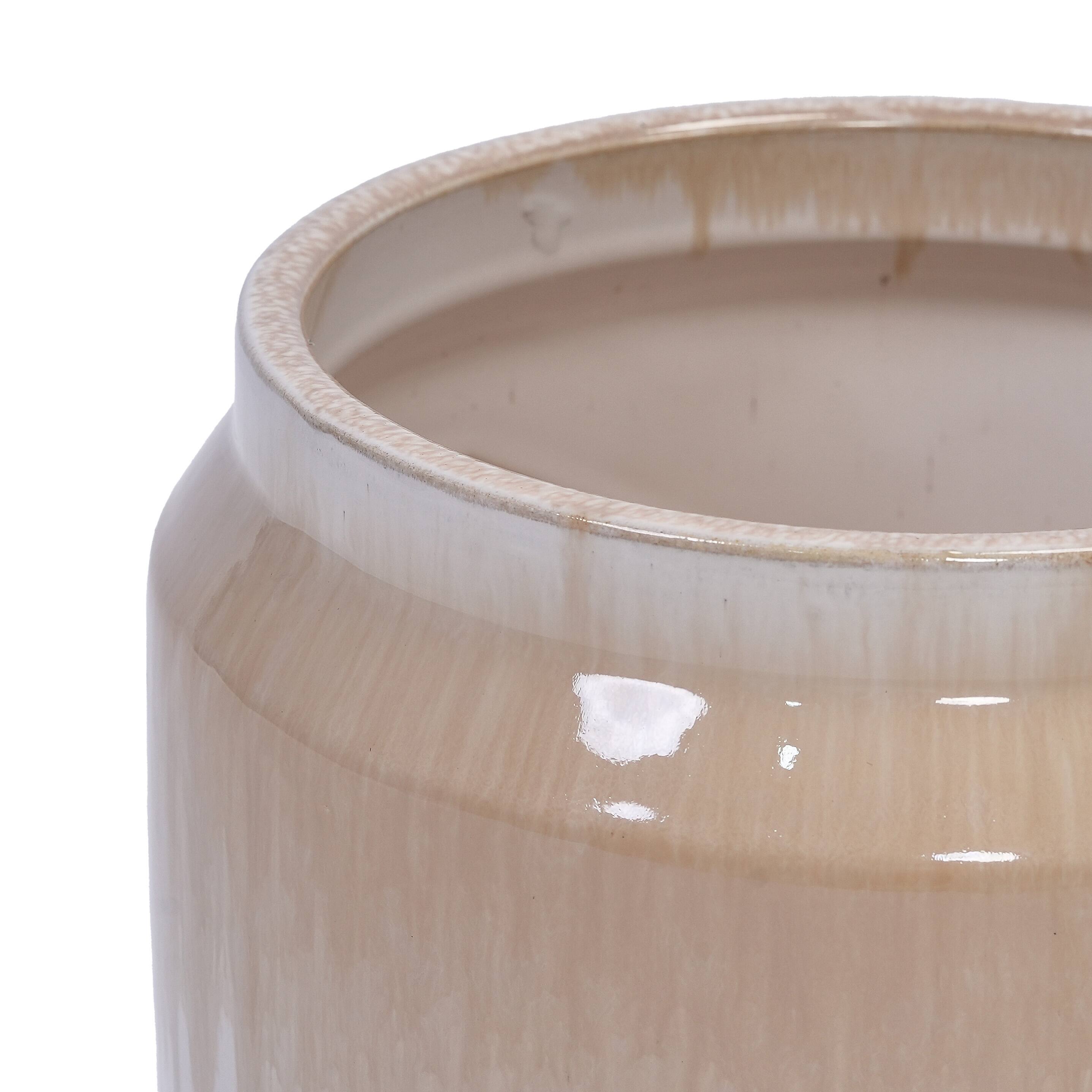Alt View 9. Loheer - Loheer Ceramic Planter Set, Handmade Beige Drip Glaze Plant Pots Set of 2, 6 in and 8 in Indoor Outdoor Clay Planters.