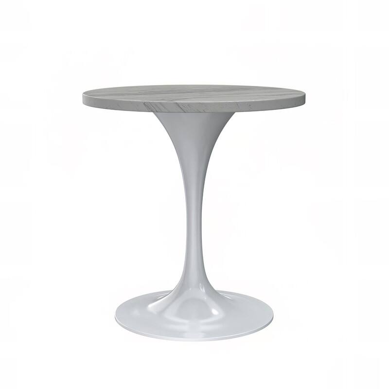 Front. LeisureMod - Verve 27 Inch Round Dining Table with Laminated Top and White Base, Modern Small Kitchen Bistro Accent Table - White.