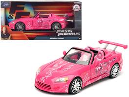 Suki's 2001 Honda S2000 Convertible with Graphics "Fast & Furious" Movie 1/24 Diecast Model Car by Jada - Pink