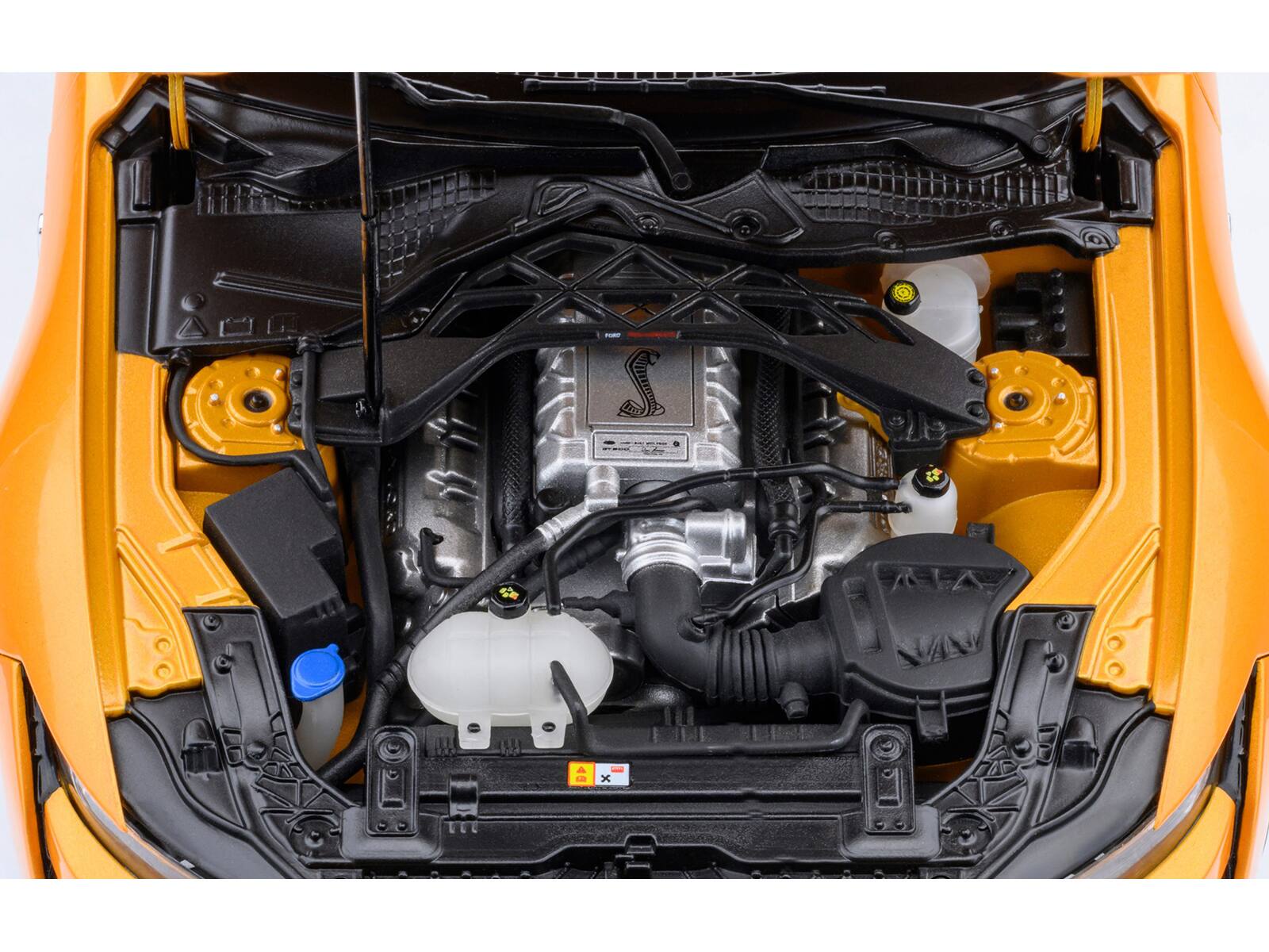 Alt View 2. Autoart - Ford Mustang Shelby GT500 Cyber Orange Metallic with Black Stripes 1/18 Model Car by Autoart.
