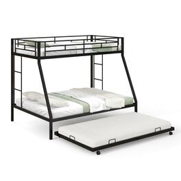 Ecooso - Twin Over Full Bunk Bed with Trundle for Guest Room - Black