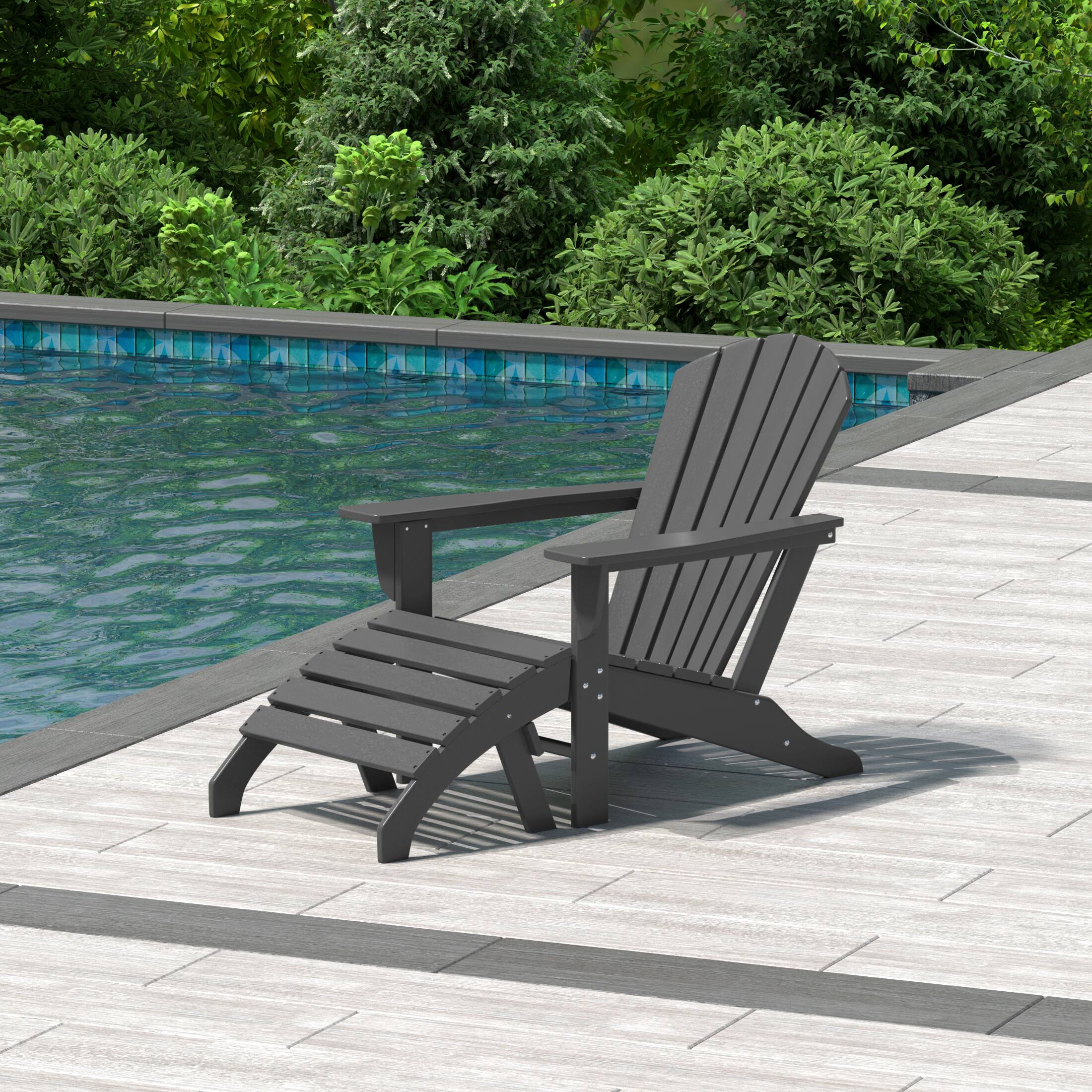 Angle. WestinTrends - WestinTrends Dylan Outdoor Adirondack Chair With Ottoman 2-Piece Set - Gray.
