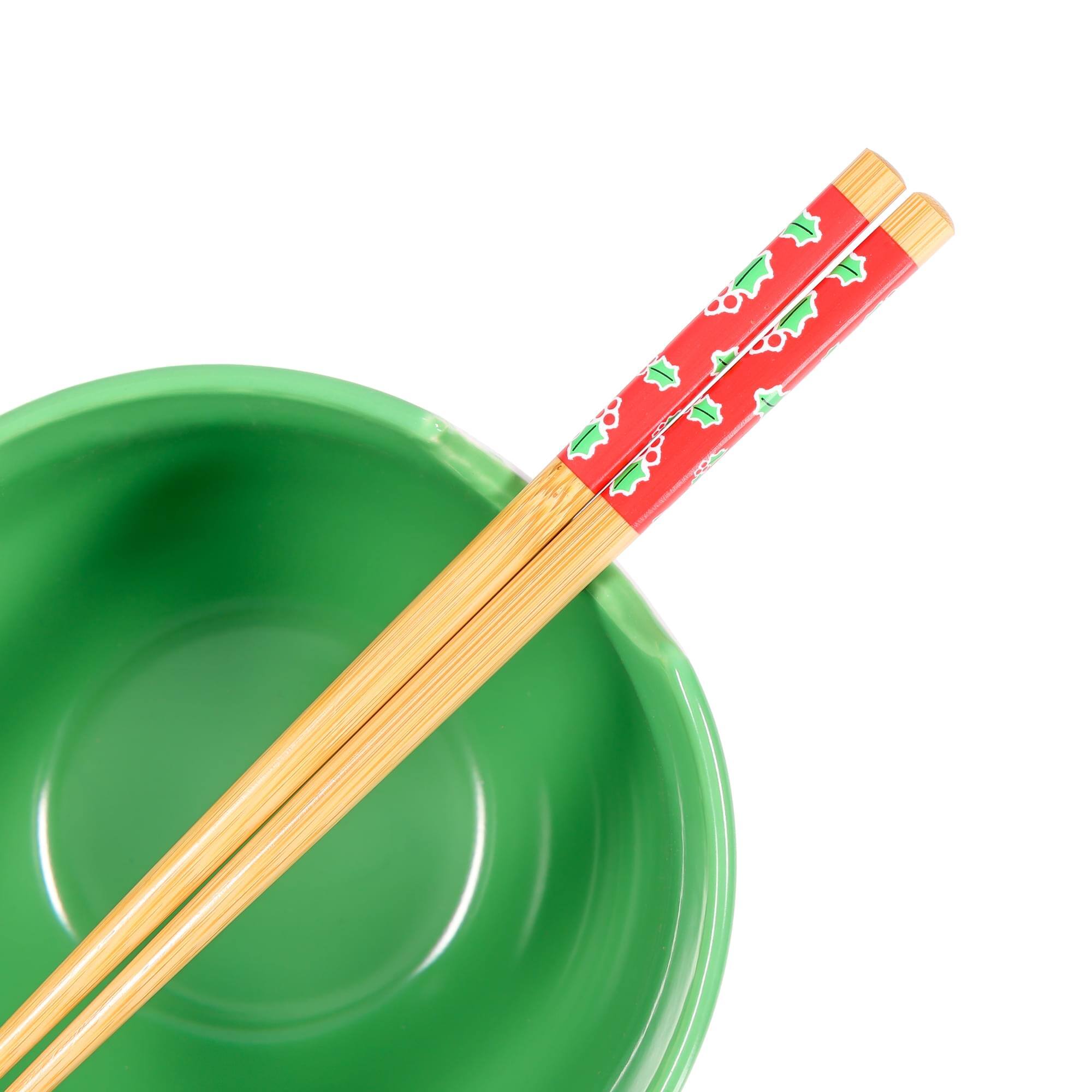 Alt View 3. Silver Buffalo - Sanrio Hello Kitty Holiday 20-Ounce Ceramic Ramen Bowl and Chopstick Set - White.