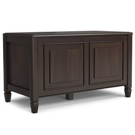 Simpli Home - Connaught 36 inch Wide Solid Wood Traditional Small Storage Bench Trunk - Chestnut Brown