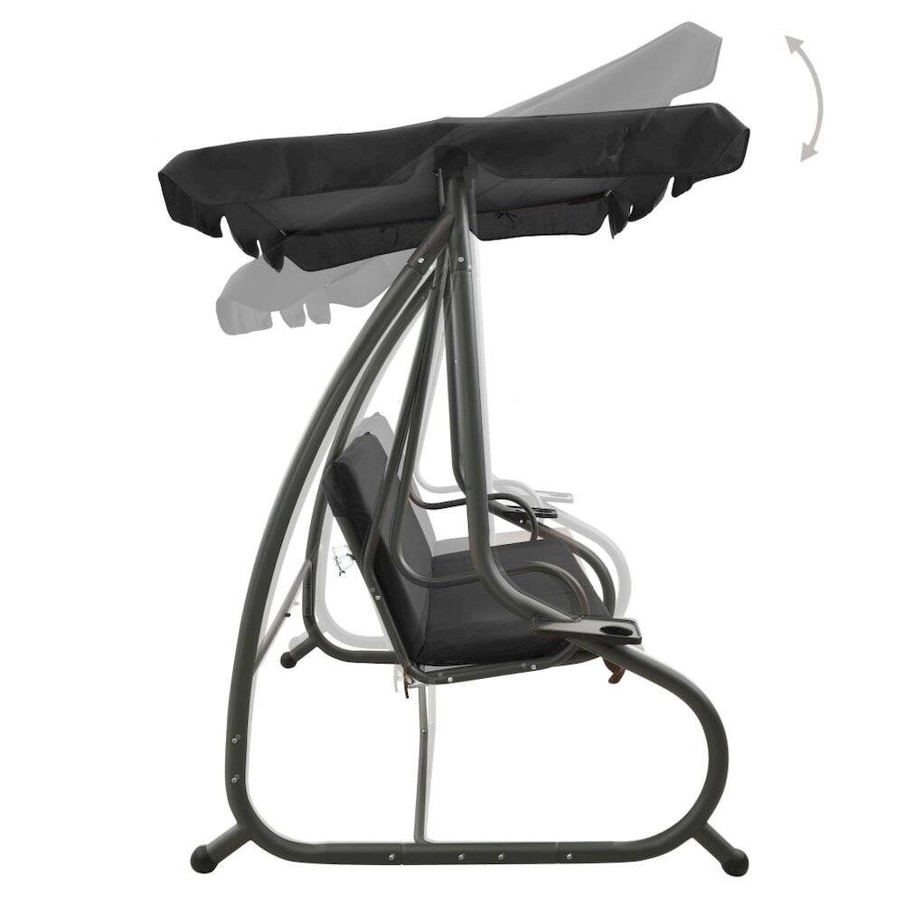 Alt View 1. vidaXL - Swing Bench PVC-coated fabric, powder-coated steel - Anthracite.