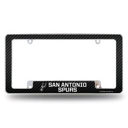 Rico Industries - San Antonio Spurs NBA Chrome Metal License Plate Frame with Carbon Fiber Design - Multi