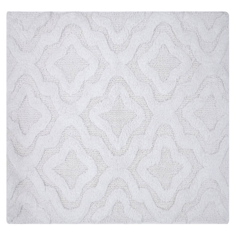 Angle. Knightsbridge - Knightsbridge Cotton Non-Skid Bath Rug - Elegant White Bath Mat - White.