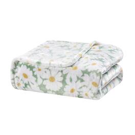 Plazatex - 100% Polyester Delightful Daisies Floral Oversized Throw Blanket 60" x 70" - White