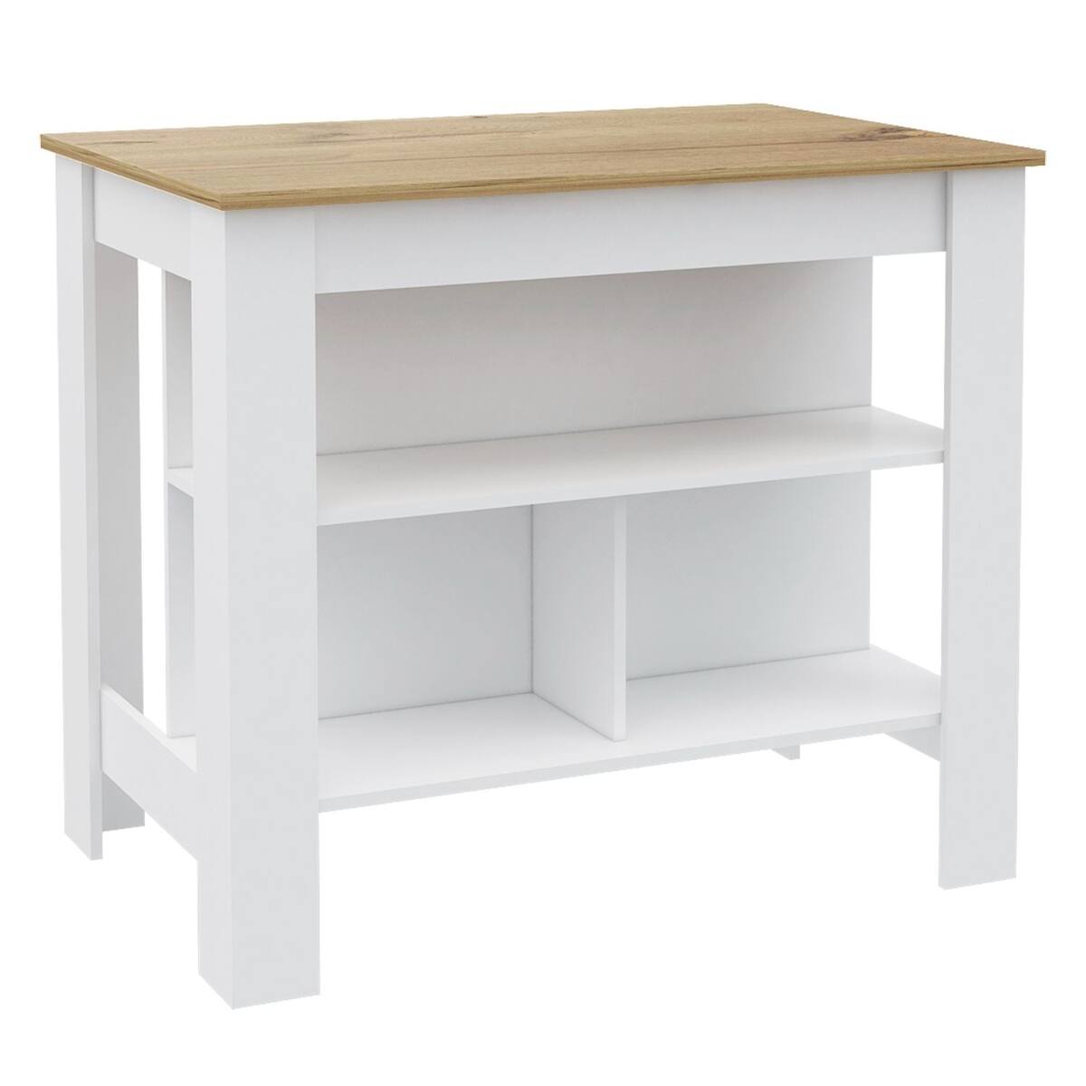 Angle. Loheer - Loheer kitchen island with three open storage shelves 35 inch high kitchen table - Multicolor.