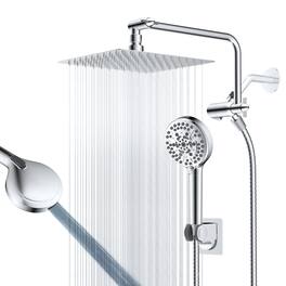 Paradigms Interiors - All Metal Shower Head High Rainfall Head handheld Showerhead Combo With Adjustable Extension Arm Hose Holder - Chrome-Square 10"