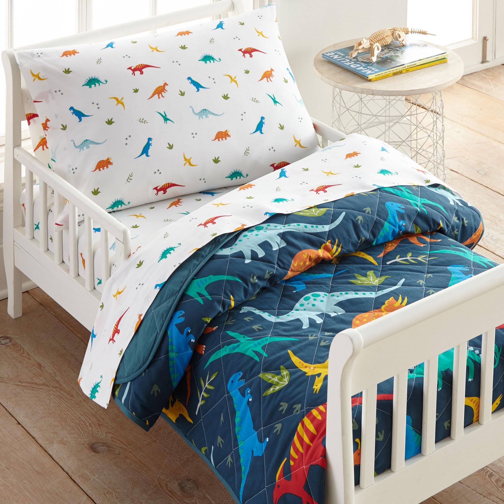 Alt View 2. Dapper Styles - Cotton Sheet Set - Soft Cozy Bed Sheets - Jurassic Dinosaurs - Transportation.