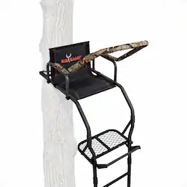 Big Game Treestands - Big Game Warrior DXT 17 Foot 1 Person Deer Hunting Ladder Climbing Tree Stand - Black - Ladder + Tree Stand + Flex-Tek Seat