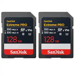 SANDISK - Extreme PRO UHS-II V90 SDXC Memory Card - 128GB, 2-Pack