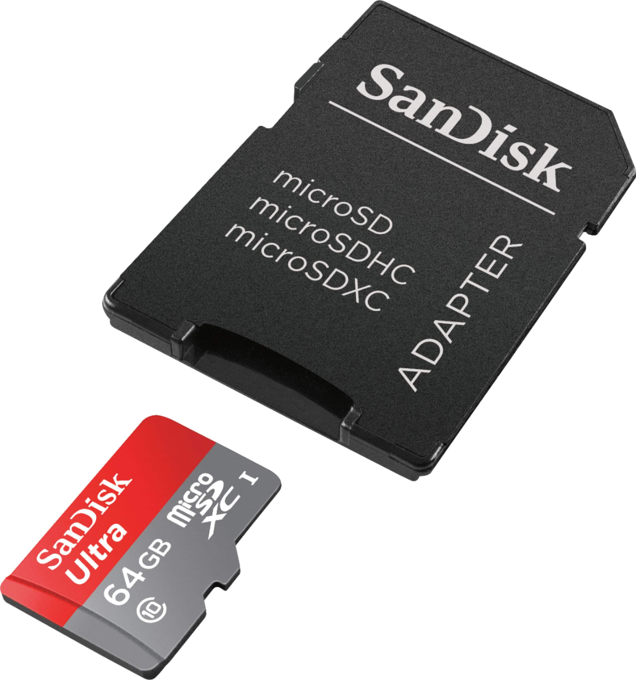 Front. SanDisk - Ultra 64GB microSDXC Class 10 Memory Card - Black.