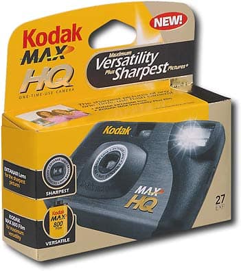 Angle Standard. Kodak - MAX One-Time-Use Flash Camera.