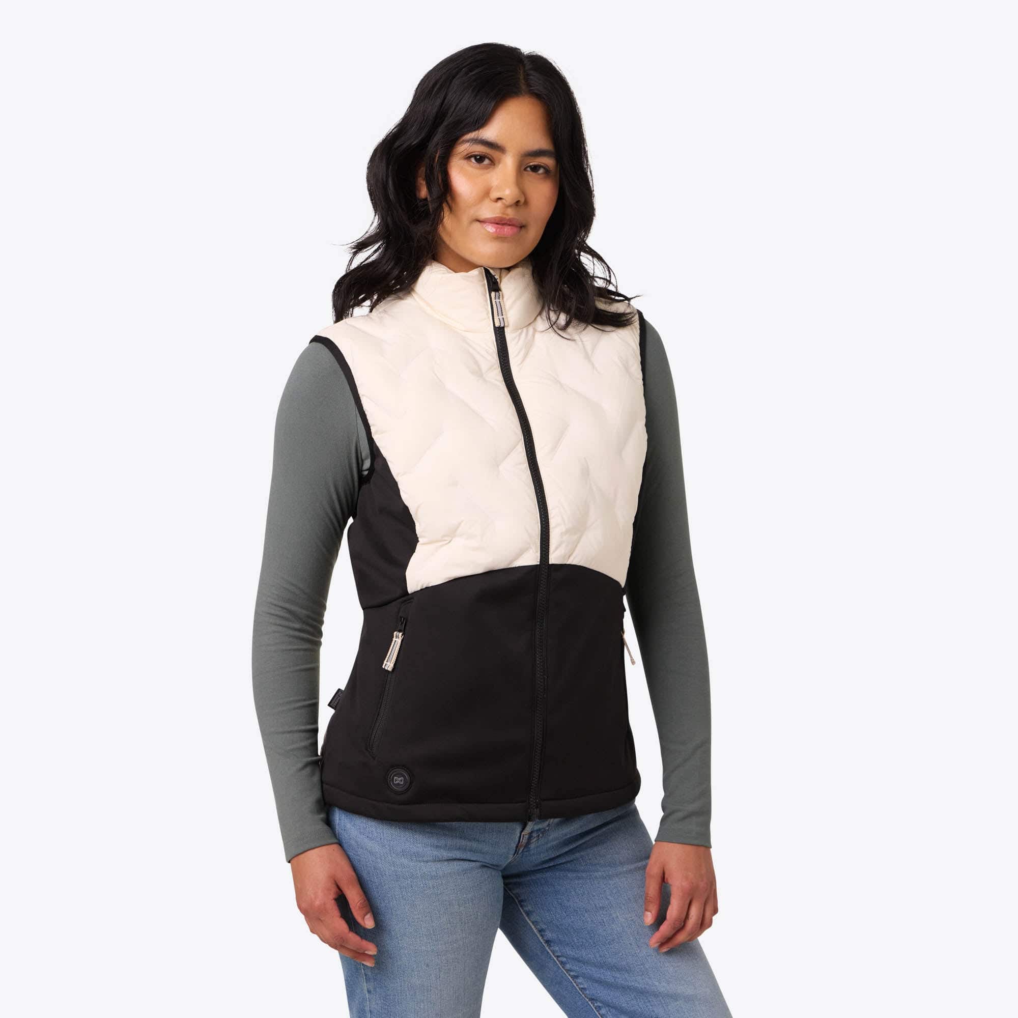 Mobile Warming - Women's Aria Hybrid Heated Vest - Cream/Black