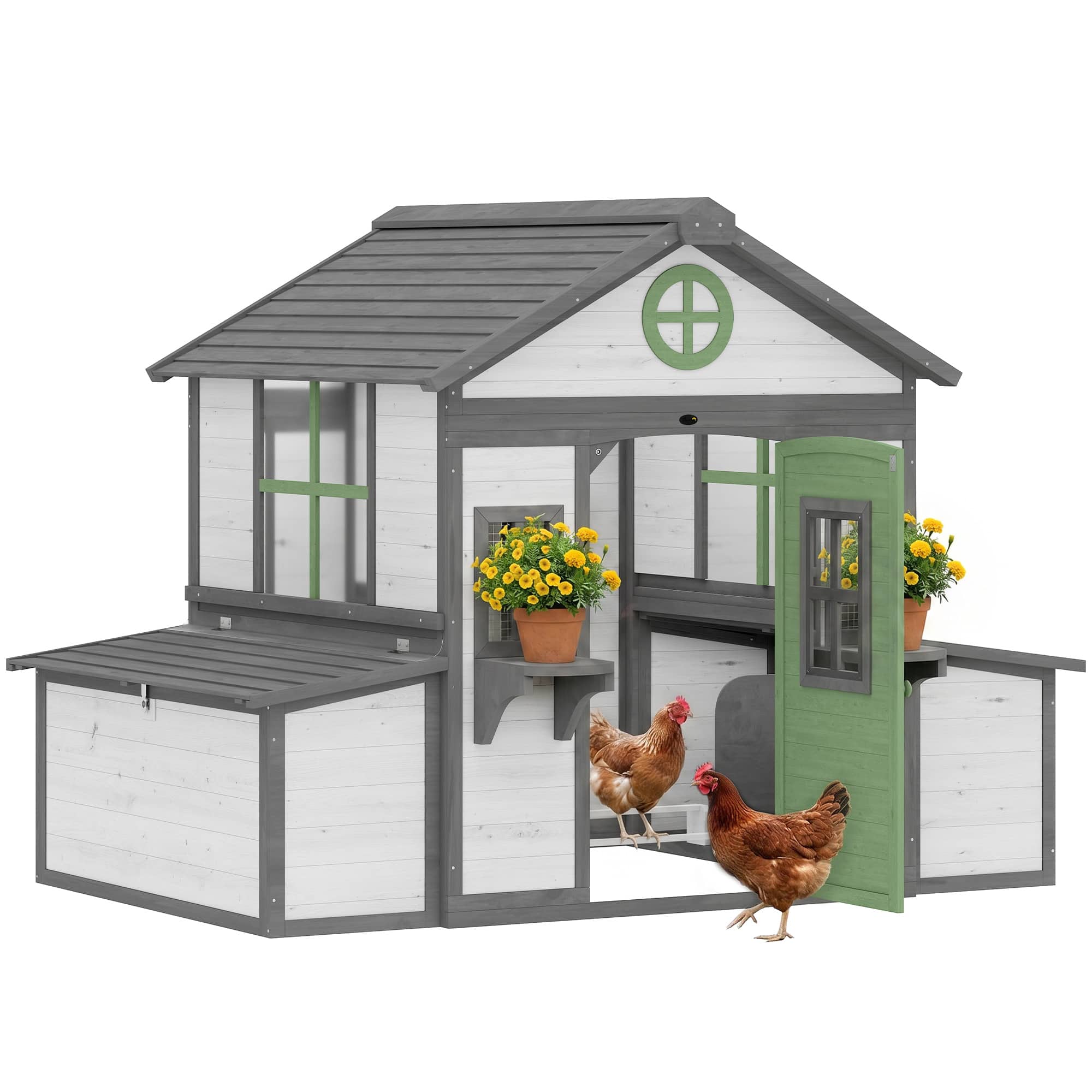 Pawhut - Chicken Coop, Hen House for 2-4 Hens, Outdoor Playhouse Poultry Cage with Nesting Boxes - White price history on PriceWatchPro