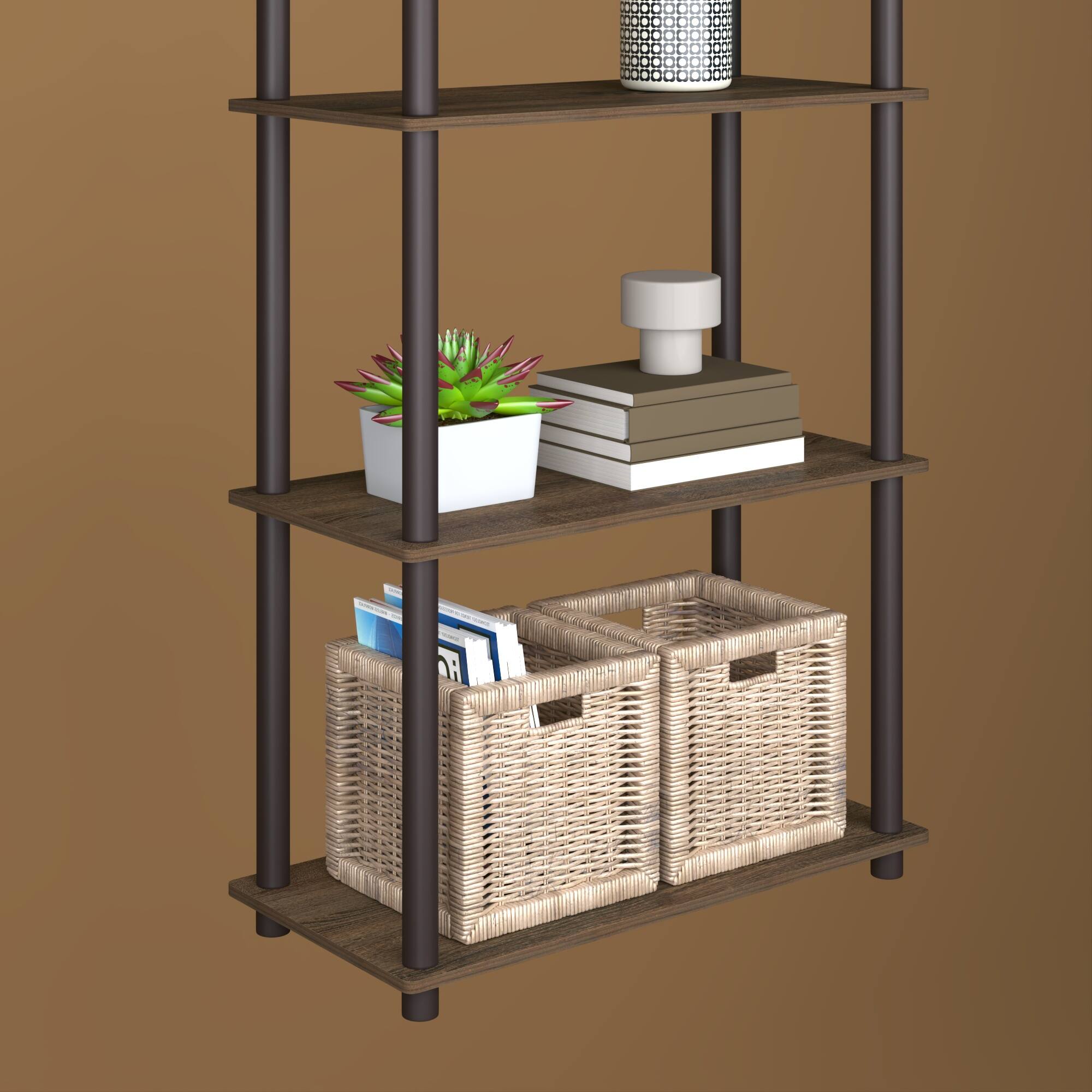 Alt View 6. HOMLUX - 5-Tier 57.4" Open Shelf Bookcase Compact Storage Bookshelf for Living Room Bedroom Office Walnut & Brown - Walnut.