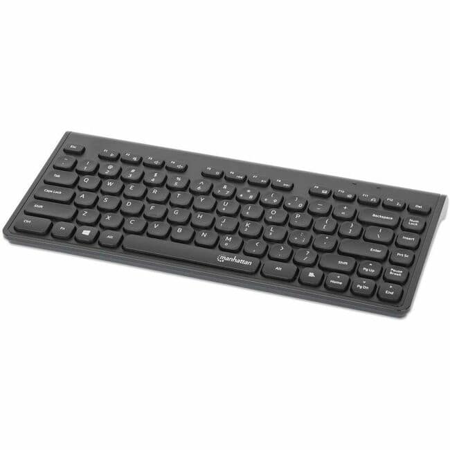 Manhattan - Slim Wireless USB Mini Keyboard - Wireless Connectivity - RF - 32.81 ft - 2.40 GHz - USB Type A Interface - 82 - Black