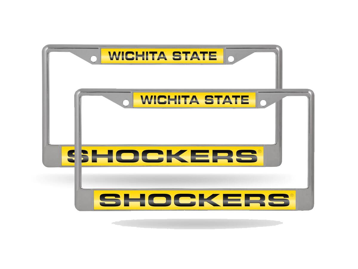 Wichita State Shockers (Set of 2) Chrome Metal Laser Cut License Plate Frame