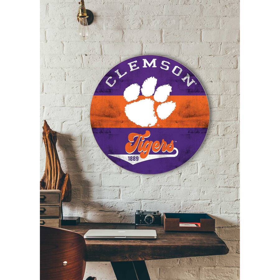 Jardine Clemson Tigers 20'' x 20'' Retro Logo Circle Sign Orange ...