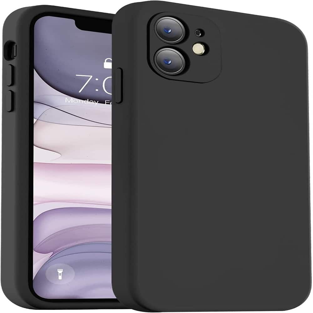 ACJPR - iPhone 11 Case, Liquid Silicone with Flat Edges & Camera Protection, Black - Color: Black Size: iPhone 11